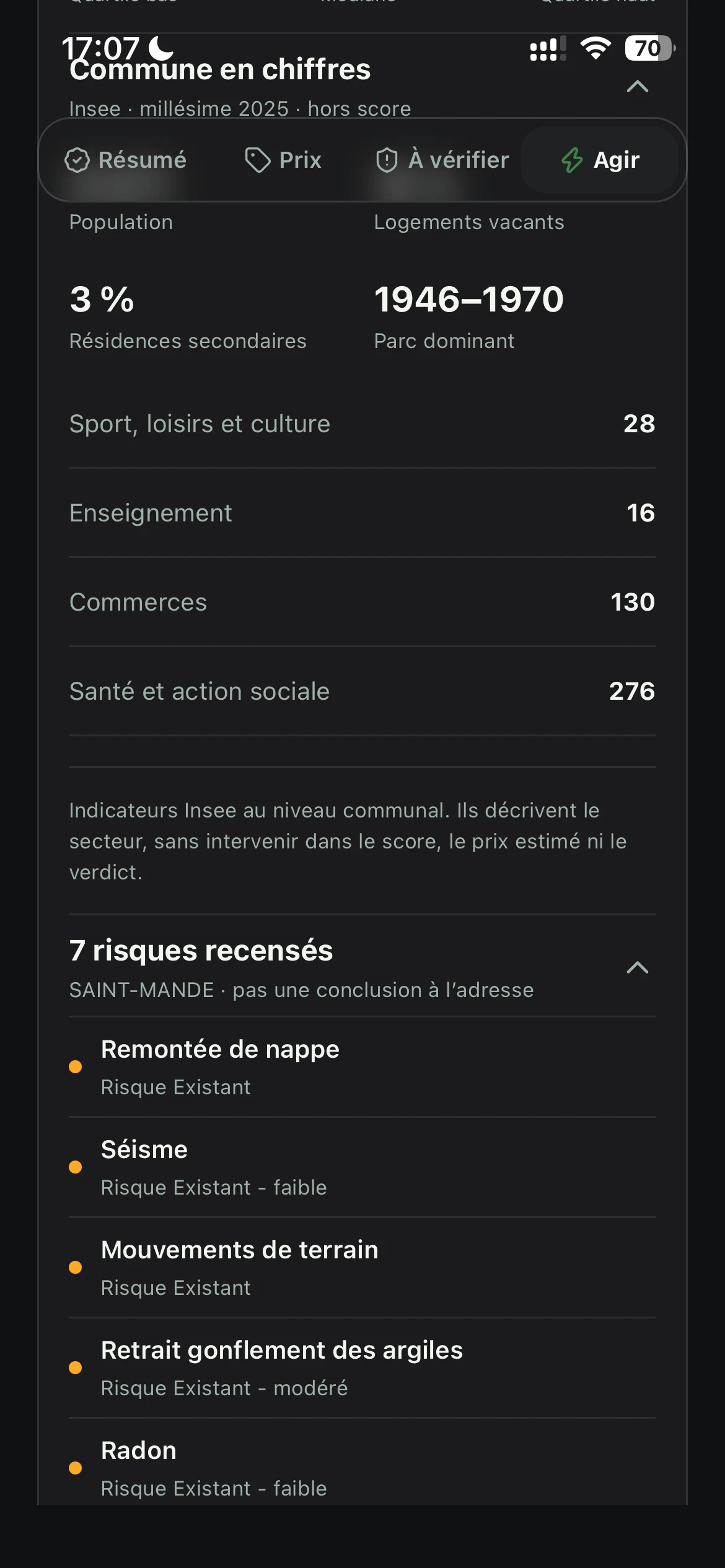 Indicateurs communaux et risques publics autour du bien