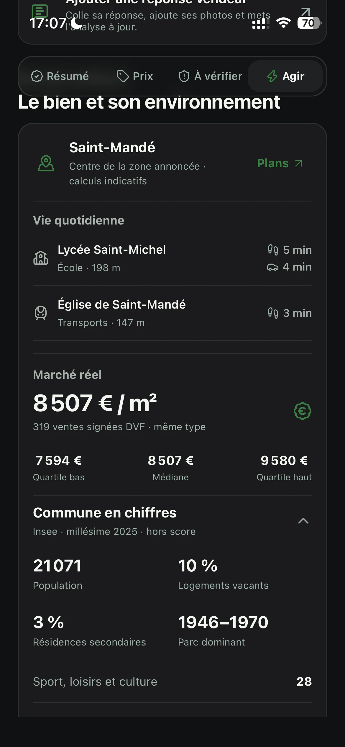 Marché immobilier local, services proches et données de la commune