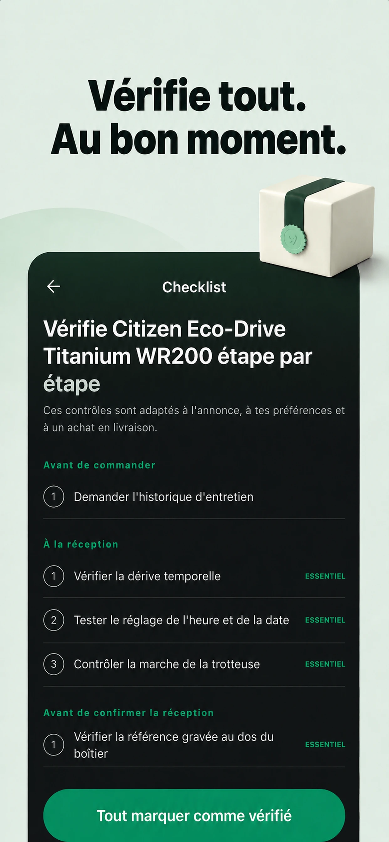 Exemple de checklist d’achat dans DealUp AI